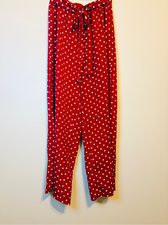 SHEIN Pants - SHEIN Red Polka Dot Wide Leg Pants